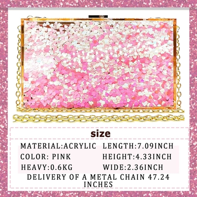 JeVenis Magic Transparent Sequins Clutch Purse Evening Handbag For Party Prom Bride (Bộ túi xách tối cho bữa tiệc)