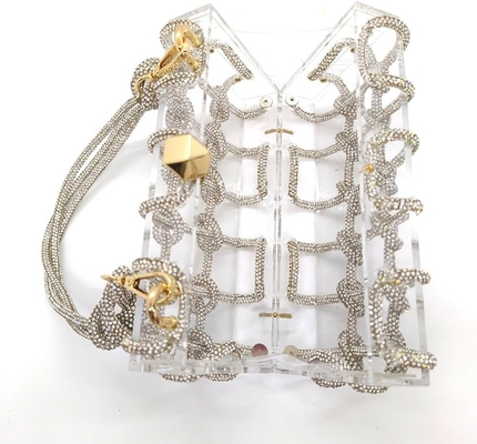 Túi Acrylic rõ ràng Rhinestone Acrylic Clutch Crystal túi xách tối cho phụ nữ Glitter túi xách cho bữa tiệc cocktail đám cưới