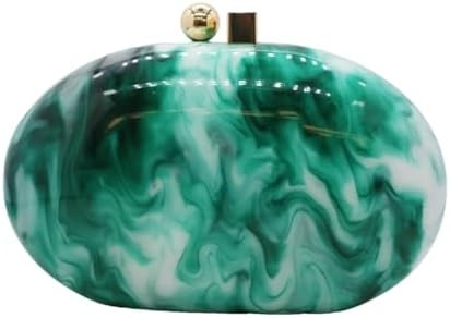 Acrylic Evening Clutch Bag cho phụ nữ Shell Shape Shoulder Crossbody Bag Glitter Marble Purse Handbag
