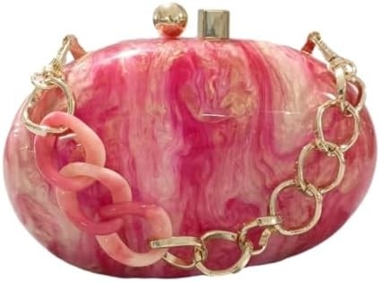 Acrylic Evening Clutch Bag cho phụ nữ Shell Shape Shoulder Crossbody Bag Glitter Marble Purse Handbag