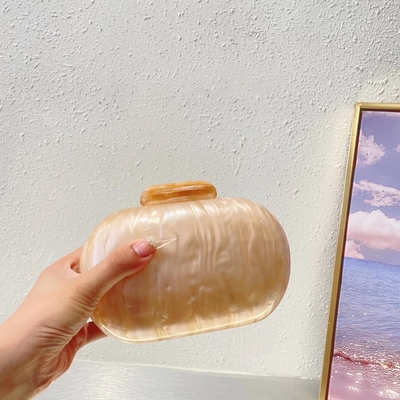 Acrylic Evening Clutch Bag cho phụ nữ Shell Shape Shoulder Crossbody Bag Glitter Marble Purse Handbag