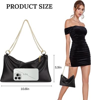 Phụ nữ túi đêm satin túi xách túi xách tay cho phụ nữ túi vai cưới với 2 chuỗi cho bữa tiệc cocktail chính thức