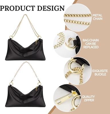 Phụ nữ túi đêm satin túi xách túi xách tay cho phụ nữ túi vai cưới với 2 chuỗi cho bữa tiệc cocktail chính thức
