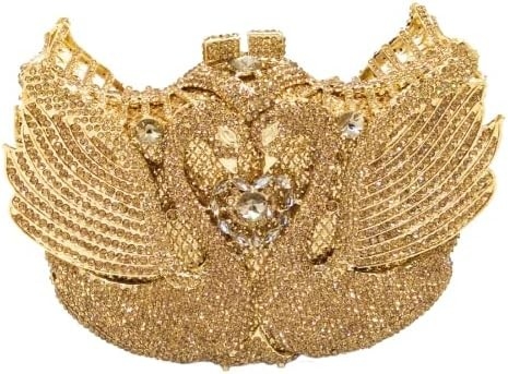 BOUTIQUE DE FGG WOMEN SWAN CLUTCH CRYSTAL EVENING BAGS Đám cưới Tiệc tối Đám phụ nữ Đá thạch cao