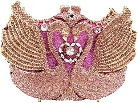 BOUTIQUE DE FGG WOMEN SWAN CLUTCH CRYSTAL EVENING BAGS Đám cưới Tiệc tối Đám phụ nữ Đá thạch cao