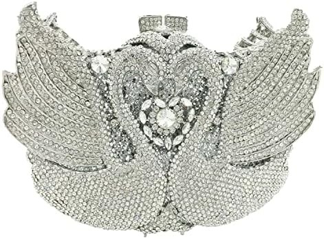 BOUTIQUE DE FGG WOMEN SWAN CLUTCH CRYSTAL EVENING BAGS Đám cưới Tiệc tối Đám phụ nữ Đá thạch cao