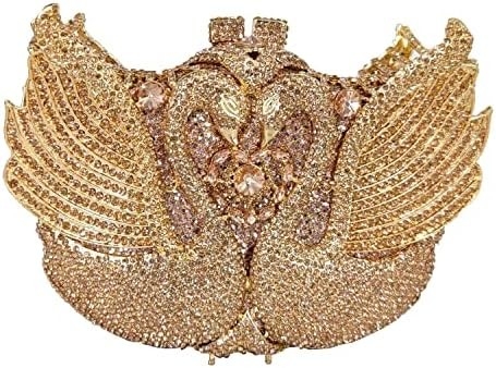 BOUTIQUE DE FGG WOMEN SWAN CLUTCH CRYSTAL EVENING BAGS Đám cưới Tiệc tối Đám phụ nữ Đá thạch cao