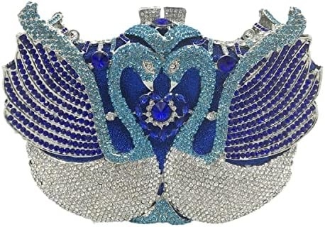 BOUTIQUE DE FGG WOMEN SWAN CLUTCH CRYSTAL EVENING BAGS Đám cưới Tiệc tối Đám phụ nữ Đá thạch cao