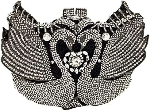 BOUTIQUE DE FGG WOMEN SWAN CLUTCH CRYSTAL EVENING BAGS Đám cưới Tiệc tối Đám phụ nữ Đá thạch cao