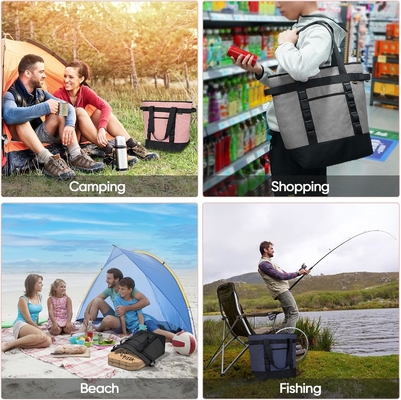 BALEINE LARGE 36-CAN COOLER BAGS CÁC, PEVA mềm COOLER TOTE BAG, túi tạp hóa CÁC với zippered trên