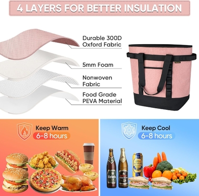 BALEINE LARGE 36-CAN COOLER BAGS CÁC, PEVA mềm COOLER TOTE BAG, túi tạp hóa CÁC với zippered trên