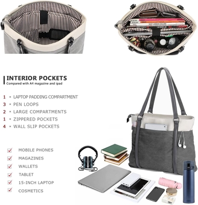 Đàn bà máy tính xách tay TOTE BAG cho công việc nhẹ cân SPLICE CANVAS 15.6 inch túi xách
