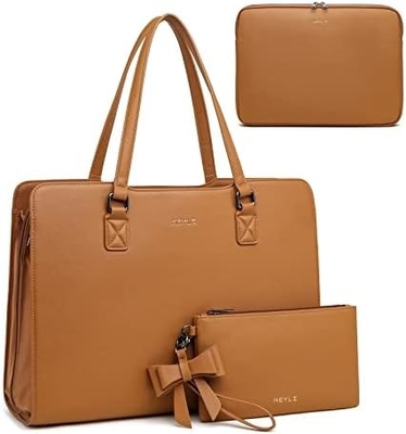 KEYLI 4PC SET LAPTOP BAG cho phụ nữ da lớn LAPTOP BRIEFCASE với cổng sạc USB máy tính vai túi xách PU
