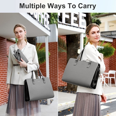 KEYLI 4PC SET LAPTOP BAG cho phụ nữ da lớn LAPTOP BRIEFCASE với cổng sạc USB máy tính vai túi xách PU