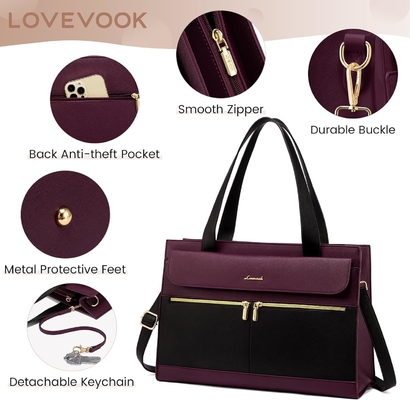 Lovevook laptop bag cho phụ nữ 15.6 inch laptop TOTE work bag chuyên nghiệp da máy tính briefcase chống nước kinh doanh