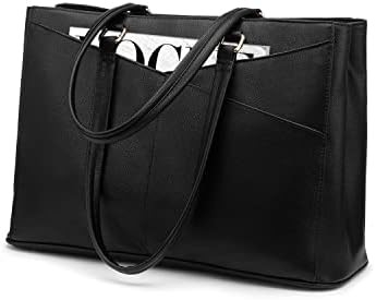 laptop túi xách cho phụ nữ 15,6 inch da chống nước túi máy tính kinh doanh văn phòng làm việc briefcase màu đen