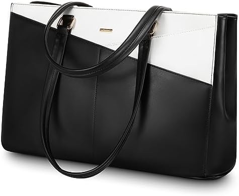 laptop túi xách cho phụ nữ 15,6 inch da chống nước túi máy tính kinh doanh văn phòng làm việc briefcase màu đen