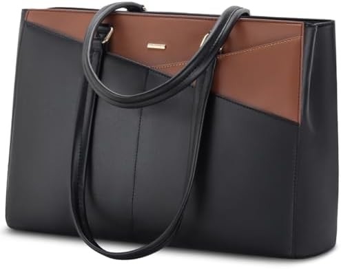 laptop túi xách cho phụ nữ 15,6 inch da chống nước túi máy tính kinh doanh văn phòng làm việc briefcase màu đen