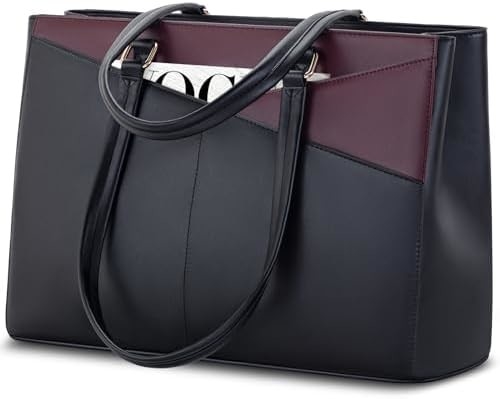 laptop túi xách cho phụ nữ 15,6 inch da chống nước túi máy tính kinh doanh văn phòng làm việc briefcase màu đen