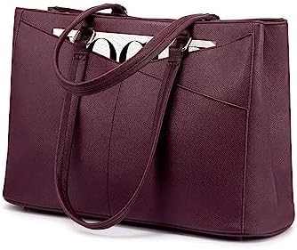 laptop túi xách cho phụ nữ 15,6 inch da chống nước túi máy tính kinh doanh văn phòng làm việc briefcase màu đen