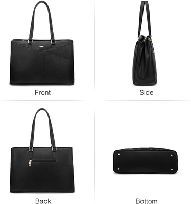 laptop túi xách cho phụ nữ 15,6 inch da chống nước túi máy tính kinh doanh văn phòng làm việc briefcase màu đen