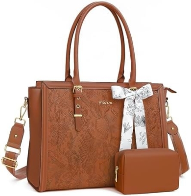 MOSISO laptop bag cho phụ nữ, 17-17.3 inch PU da TOTE BAG tương thích với Macbook, HP, Dell, ASUS Notebook