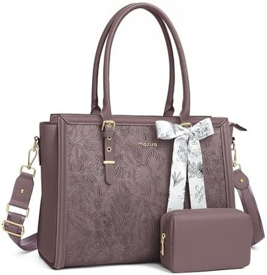 MOSISO laptop bag cho phụ nữ, 17-17.3 inch PU da TOTE BAG tương thích với Macbook, HP, Dell, ASUS Notebook