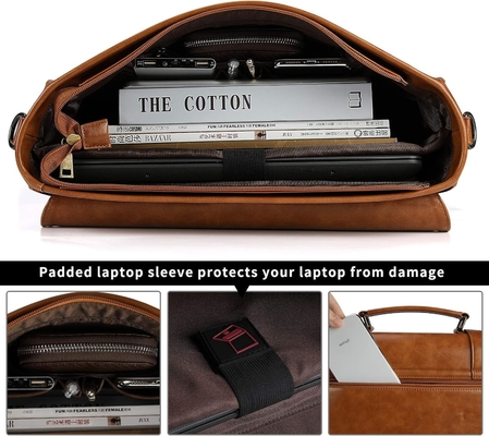 Đàn ông BÁC CỦA CÁC CỦA CÁC VINTAGE 15,6 inch da chống nước máy tính xách tay BRIEFCASE LARGE SACHEL BÁC CỦA CÁC CỦA CÁC CỦA CÁC RETRO