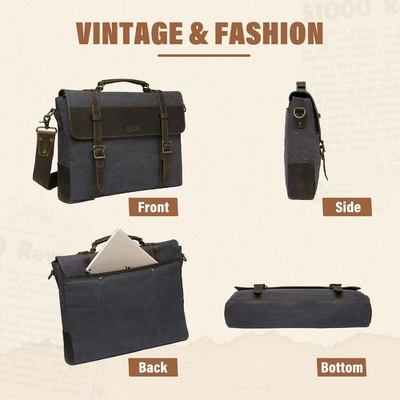 Túi nhắn tin cho đàn ông,Vintage Canvas Da Canvas Laptop túi xách túi vai Business Case