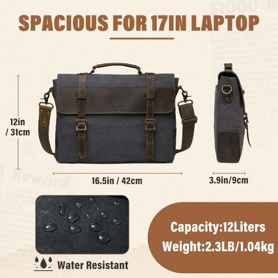 Túi nhắn tin cho đàn ông,Vintage Canvas Da Canvas Laptop túi xách túi vai Business Case