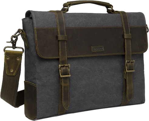 Túi nhắn tin cho đàn ông,Vintage Canvas Da Canvas Laptop túi xách túi vai Business Case