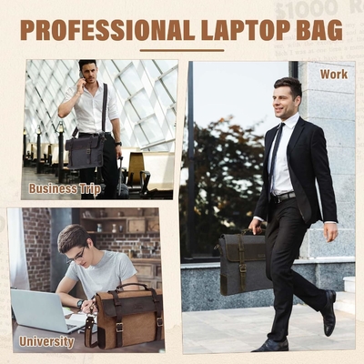 Túi nhắn tin cho đàn ông,Vintage Canvas Da Canvas Laptop túi xách túi vai Business Case