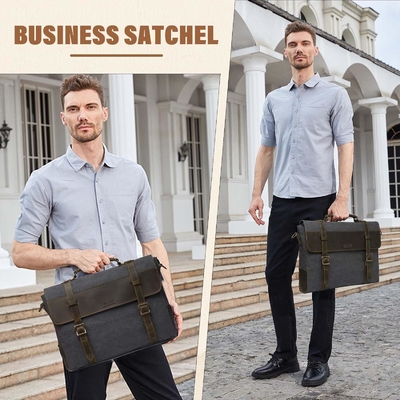 Túi nhắn tin cho đàn ông,Vintage Canvas Da Canvas Laptop túi xách túi vai Business Case