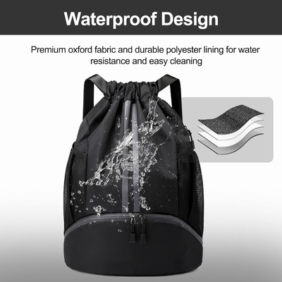 HOEDIA SPORTS DRAWSTRING BACKPACK - STRING SWIM GYM BAG Với khoang giày và túi chống ướt cho phụ nữ&amp;nam