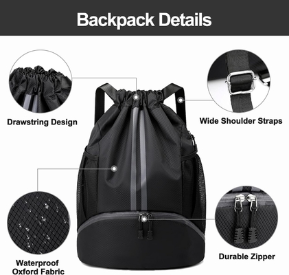 HOEDIA SPORTS DRAWSTRING BACKPACK - STRING SWIM GYM BAG Với khoang giày và túi chống ướt cho phụ nữ&amp;nam