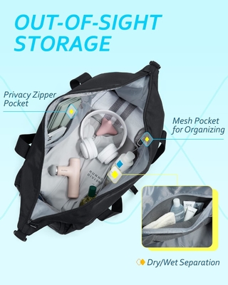 BAGSMART Gym Bag với khoang giày và túi ướt, túi du lịch thể thao nhẹ, C TO STORE SPORTS SHOES WATER