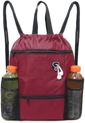 BEEGREEN DRAWSTRING-BACKPACK-GYM-BAG, LARGE SPORTS BAG, STRING BACKPACK CINCH BAG cho nam giới và phụ nữ Đỏ