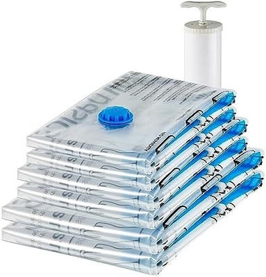 Amazon Basics túi lưu trữ niêm phong ép chân không với máy bơm tay, trung bình, 5 gói, trắng, xanh trời