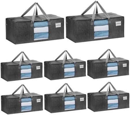 VENO 4 Pack Bags Plastic Storage Tote Clothing Organization Lớn W Nắp / Zipper. Hộp đóng gói / thùng thay thế