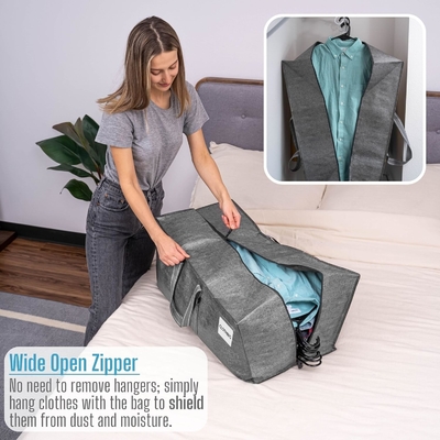 VENO 4 Pack Bags Plastic Storage Tote Clothing Organization Lớn W Nắp / Zipper. Hộp đóng gói / thùng thay thế