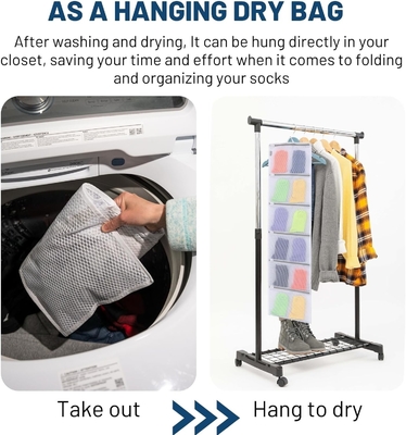 HANGING CLOCKET ORGANIZER với túi, 2 gói sock organizer để giặt và sấy, túi lưu trữ có thể tổ chức vớ,