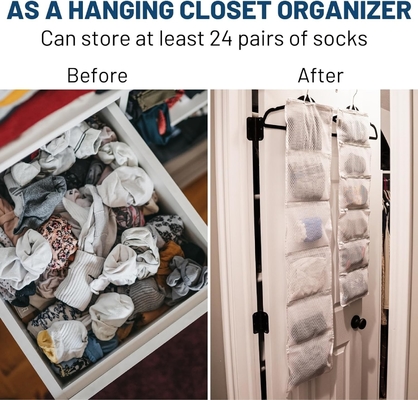 HANGING CLOCKET ORGANIZER với túi, 2 gói sock organizer để giặt và sấy, túi lưu trữ có thể tổ chức vớ,
