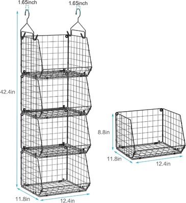 X-COSRACK 4 TIER FOLDABLE CLOTHET ORGANIZER, CLOTHES RELVES với 5 S HOOKS, Bức tường MOUNT &amp; CABINET WIRE STORE BASKET BINS,