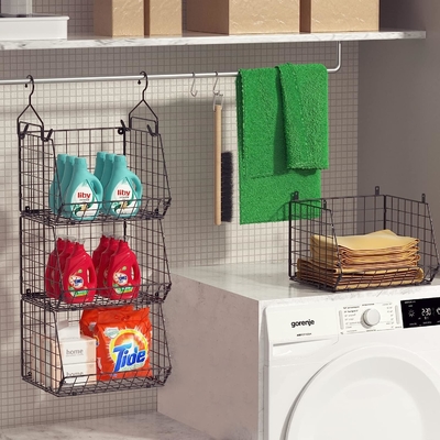 X-COSRACK 4 TIER FOLDABLE CLOTHET ORGANIZER, CLOTHES RELVES với 5 S HOOKS, Bức tường MOUNT &amp; CABINET WIRE STORE BASKET BINS,