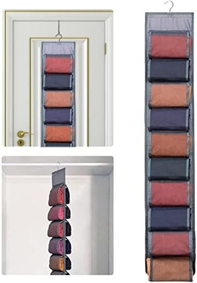 Legging Storage Organizer cho tủ quần áo, hệ thống tổ chức tủ quần áo treo, áo khoác màu xám với 20 cuộn
