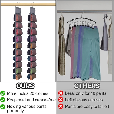 Legging Storage Organizer cho tủ quần áo, hệ thống tổ chức tủ quần áo treo, áo khoác màu xám với 20 cuộn