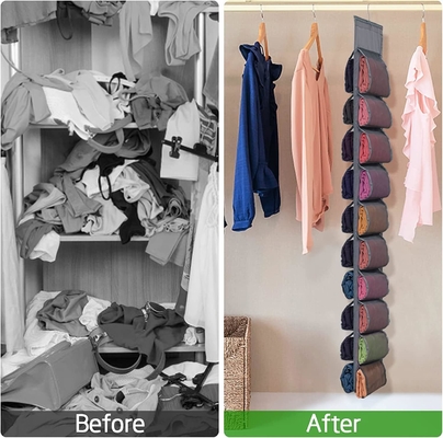 Legging Storage Organizer cho tủ quần áo, hệ thống tổ chức tủ quần áo treo, áo khoác màu xám với 20 cuộn
