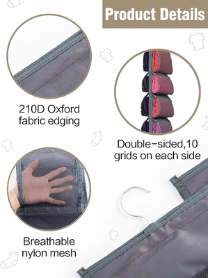 Legging Storage Organizer cho tủ quần áo, hệ thống tổ chức tủ quần áo treo, áo khoác màu xám với 20 cuộn