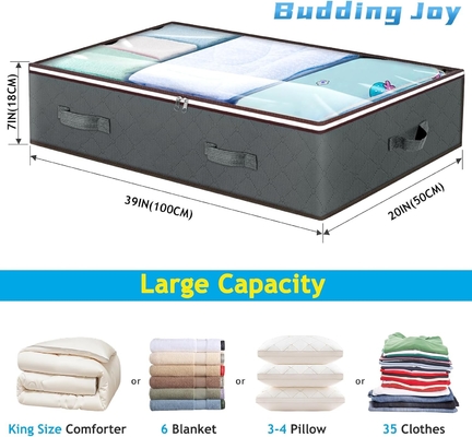 Budding Joy 90L Chất chứa dưới giường, tổ chức tủ quần áo và thùng lưu trữ, túi lưu trữ dưới giường có thể gập lại