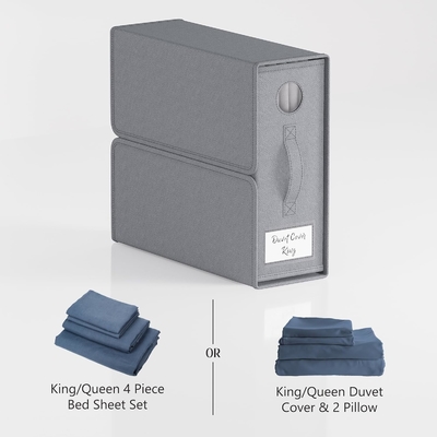 Tổ chức và lưu trữ tấm, 4 gói, kích thước Queen / King (Xám), tổ chức tấm giường, thùng lưu trữ vải cho tấm giường,